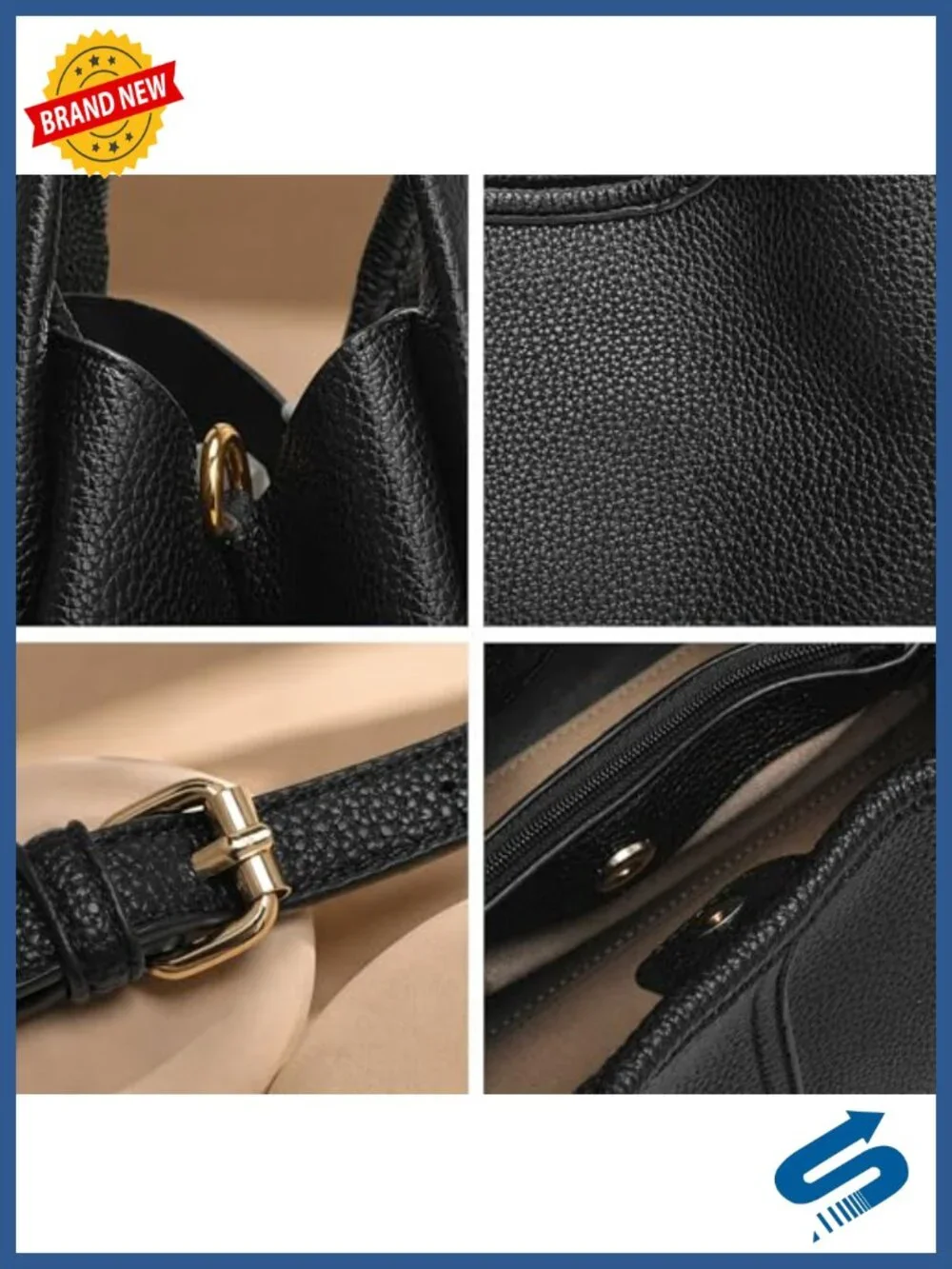 Faux Leather Crossbody Purse for Women - Small Tote Satchel Handbag with 2